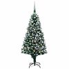vidaXL Umetno božično drevo z LED in kompletom krogel in storži 150 cm