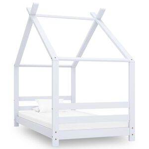 vidaXL Otro&scaron;ki posteljni okvir bel iz trdne borovine 80x160 cm