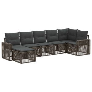 vidaXL Vrtna sedežna garnitura 7 pcs Siva in temno siva poli ratan