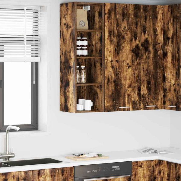 vidaXL Viseča omarica Dimljeni oreh 30 x 29,5 x 100 cm Konstruiran les