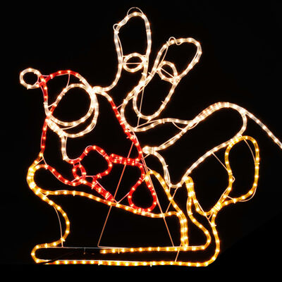 vidaXL Božični okras 4 XXL jeleni in sani 1548 LED lučk 500x800 cm