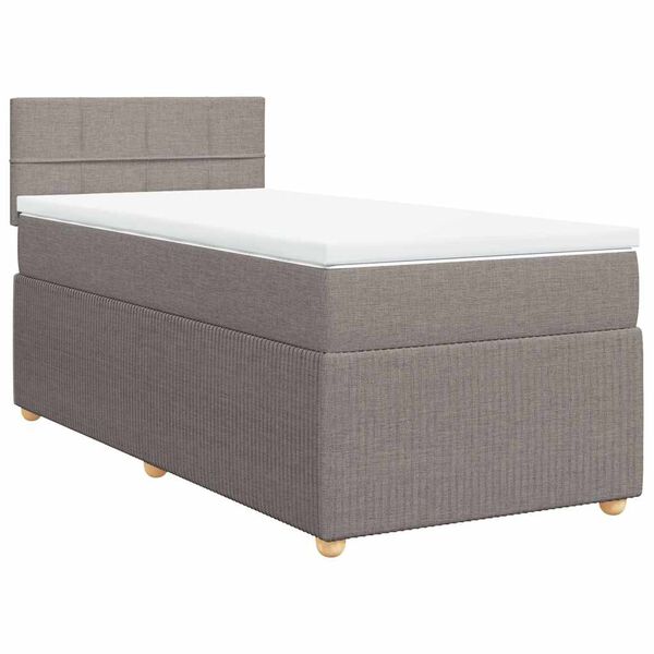vidaXL Box spring postelja z vzmetnico taupe 90x190 cm blago