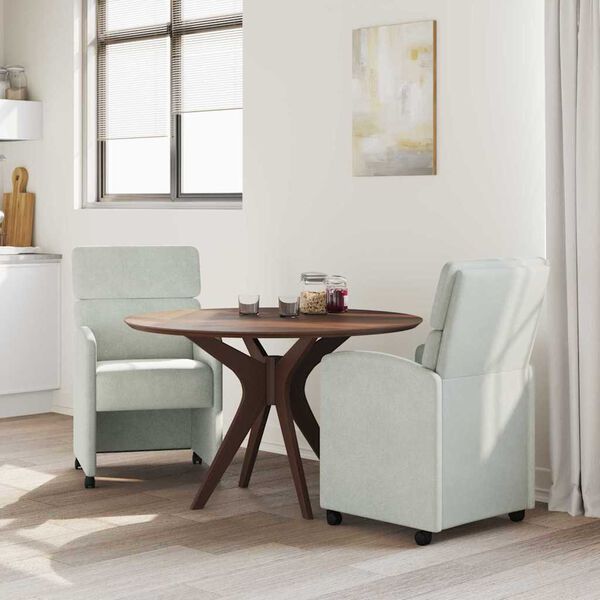 vidaXL Jedilni stoli s kolesi 2 pcs Svetlo siva 58 x 65 x 98 cm Žamet