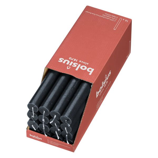 Bolsius Namizne sveče Shine 16 kosov 27 cm nevihtno sive