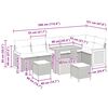 vidaXL Vrtna sedežna garnitura z blazino 9 pcs Siva