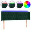 vidaXL LED posteljno vzglavje temno zeleno 163x16x78/88 cm žamet