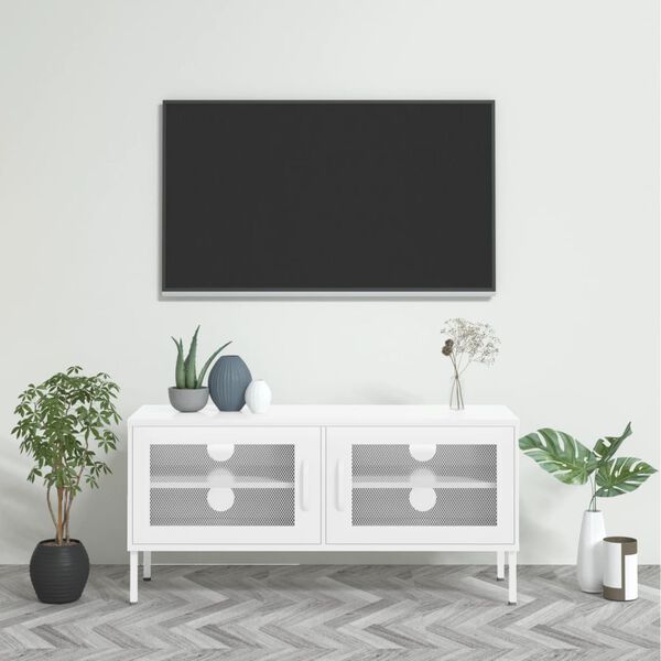 vidaXL TV omarica bela 105x35x50 cm jeklo
