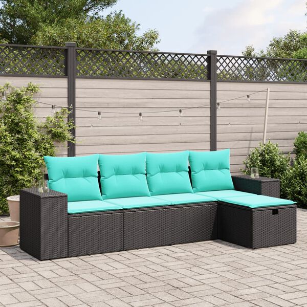 vidaXL Vrtna sedežna garnitura 6-delna z blazinami rjav poli ratan