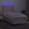 vidaXL Box spring postelja z vzmetnico LED krem 90x200 cm blago