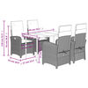 vidaXL Vrtna jedilna garnitura 5-delna z blazinami siv poli ratan