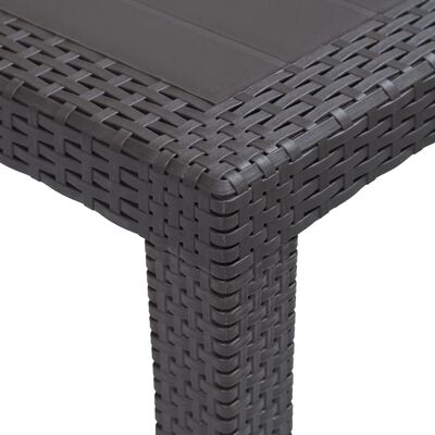 vidaXL Vrtna miza iz plastike 150x90x72 cm izgled ratana rjava