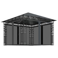 vidaXL Paviljon s komarnikom in LED lučkami 3x3x2,73 m antraciten