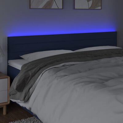 vidaXL LED posteljno vzglavje modro 180x5x78/88 cm blago