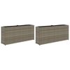 vidaXL Vrtna korita z 2 loncema 2 kosa siva 90x20x40 cm poli ratan