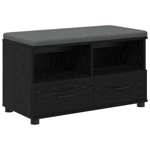 vidaXL Haldna klop Črni Hrast 80 x 38 x 46 cm Oblikovan Les in Tkanina