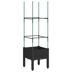 vidaXL Cvetlično korito z oporno mrežo črno 40x40x142,5 cm PP