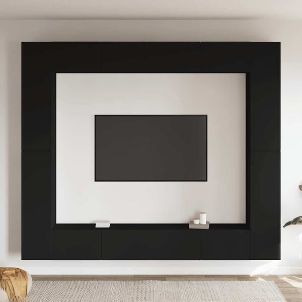 vidaXL Komplet TV omaric 8-delni črna iverna plo&scaron;ča