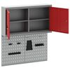vidaXL Komplet omare in pegboard 3 pcs Rdeča 100 x 20 x 115 cm Jeklo