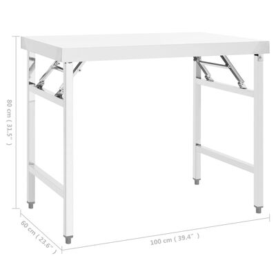 vidaXL Zložljiva kuhinjska miza 100x60x80 cm nerjaveče jeklo