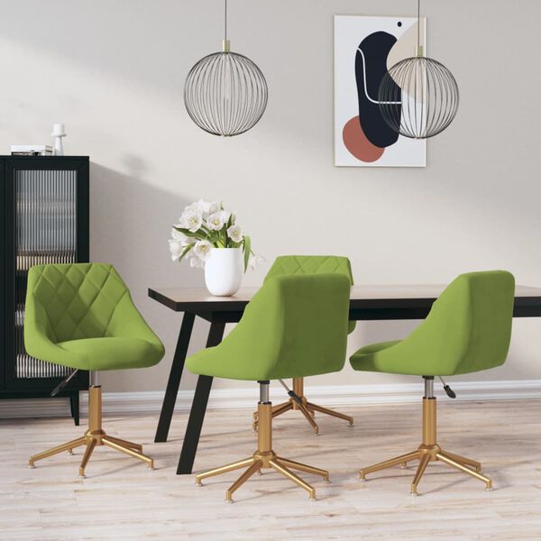 vidaXL Vrtljivi jedilni stoli 4 kosi svetlo zelen žamet