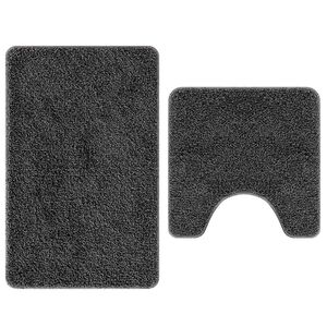 vidaXL Set protidrsnih kopalnih preprog 2 kos Temno siva 50 x 50 cm PP