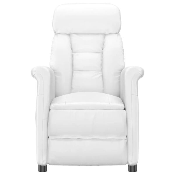 vidaXL Električni masažni stol belo umetno usnje