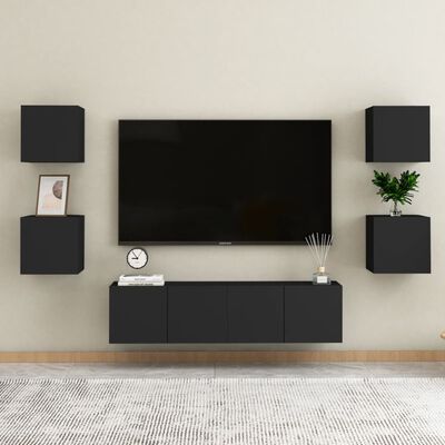 vidaXL Stenska TV omarica črna 30,5x30x30 cm