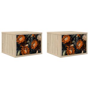 vidaXL Stenska nočna omarica LOCHEM 2 kos Sonoma hrast 36 x 33 x 25 cm