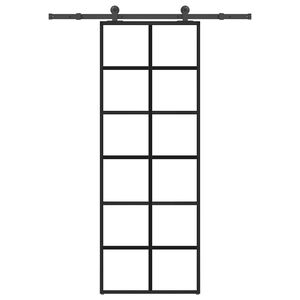 vidaXL Drsna vrata z opremo 76x205 cm ESG steklo in aluminij