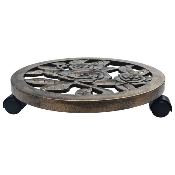 vidaXL Vozički za rastline 6 kosov bronasti 38 cm plastika