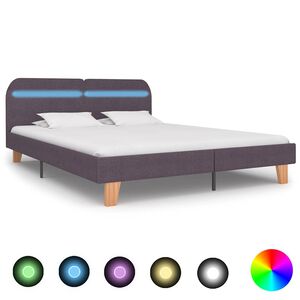 vidaXL Posteljni okvir z LED brez vzmetnice taupe tkanina 150x200 cm