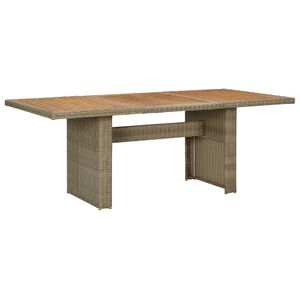 vidaXL Vrtna jedilna miza rjava 200x100x74 cm poli ratan