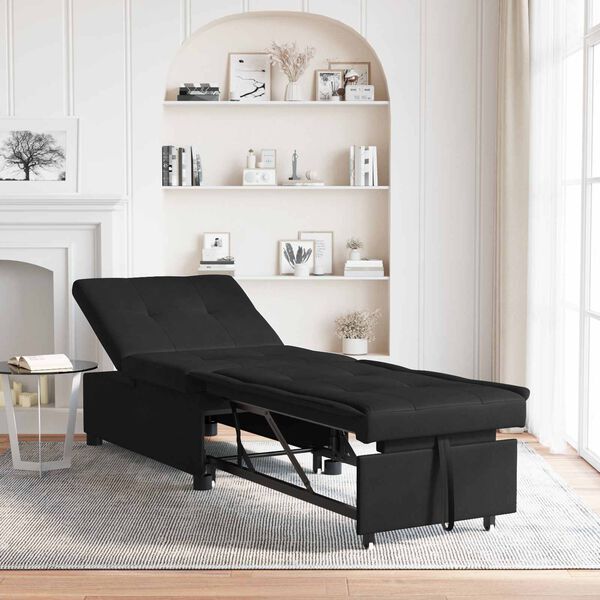 vidaXL Raztegljiv kavč 67cm Črna Mikrovlakna