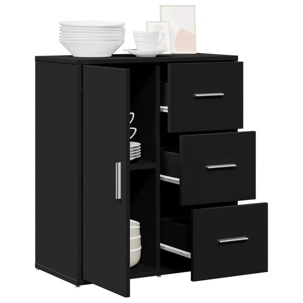 vidaXL Komoda črna 60x31x70 cm inženirski les