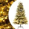vidaXL Osvetljena novoletna jelka s storži zelena 195 cm PVC in PE