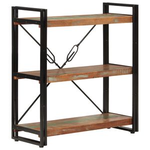 vidaXL Knjižna omara 3-nadstropna 77x30x80cm trden predelan les železo