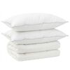 vidaXL Set odeje in blazine 3 kos 140x220 cm 4 letni časi 220 GSM Bela