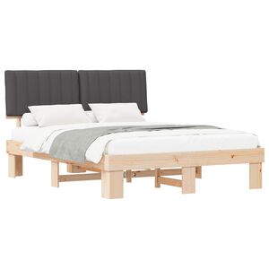 vidaXL Posteljni okvir z oblazinjenim vzglavjem z vzglavjem Temno siva