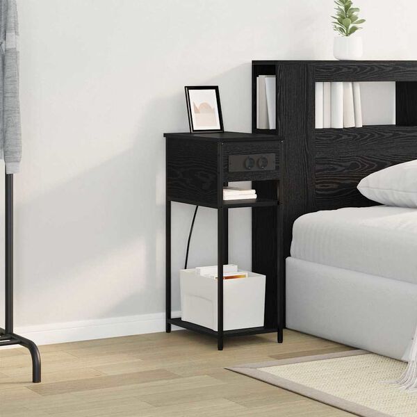 vidaXL Nočna omarica Črna Orehovina 41 x 28 x 76 cm Konstruiran les