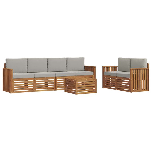 vidaXL Sedežne garniture z blazino 7 pcs Naravna in svetlo siva