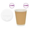 vidaXL Papirnate skodelice za kavo s pokrovčki 1000 kosov 12oz 300ml