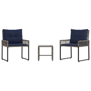 vidaXL Zunanji pohi&scaron;tveni set z blazino 3 pcs Siva in mornarsko modra