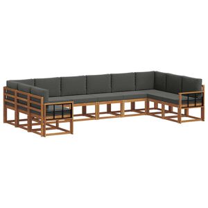 vidaXL Zunanja garnitura za sedenje 10 pcs Naravna in antracitna