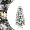 vidaXL Umetno Zložljivo Božično Drevo 150 LED Zelena in Bela 120 cm