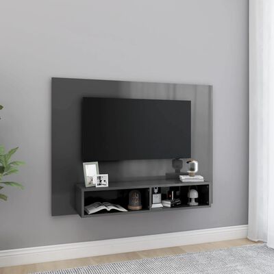 vidaXL Stenska TV omarica visok sijaj siva 120x23,5x90 cm iverna pl.