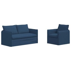 vidaXL Kavčna garnitura 2 pcs Modra 156 x 82 x 85 cm Blago
