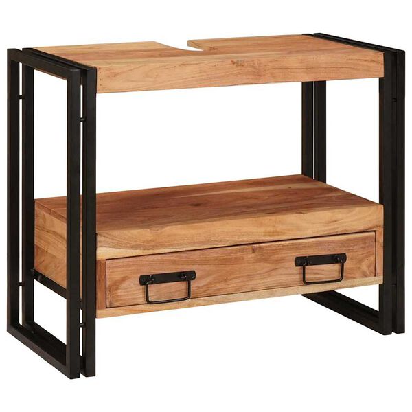 vidaXL Omarica za umivalnik Rjava 71 x 33 x 58 cm Masiven les akacije