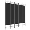 vidaXL Paravan 5-delni 200x200 cm črno blago