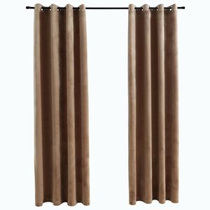 vidaXL Zatemnitvene zavese z obročki 2 kosa žamet bež 140x175 cm