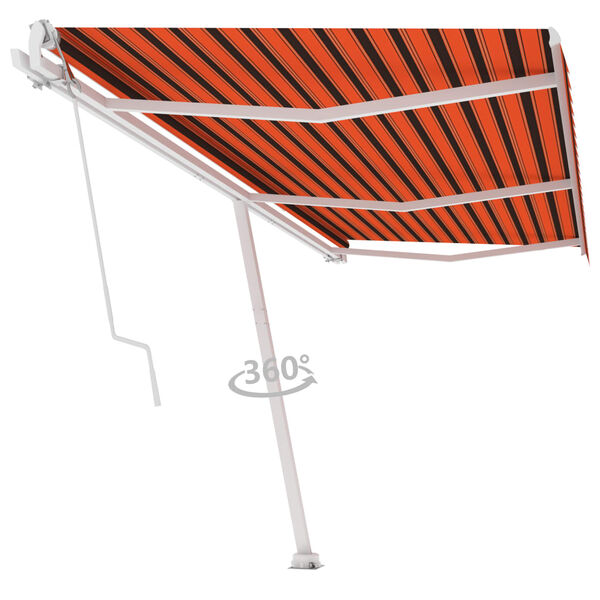 vidaXL Prostostoječa avtomatska tenda 600x350 cm oranžna/rjava